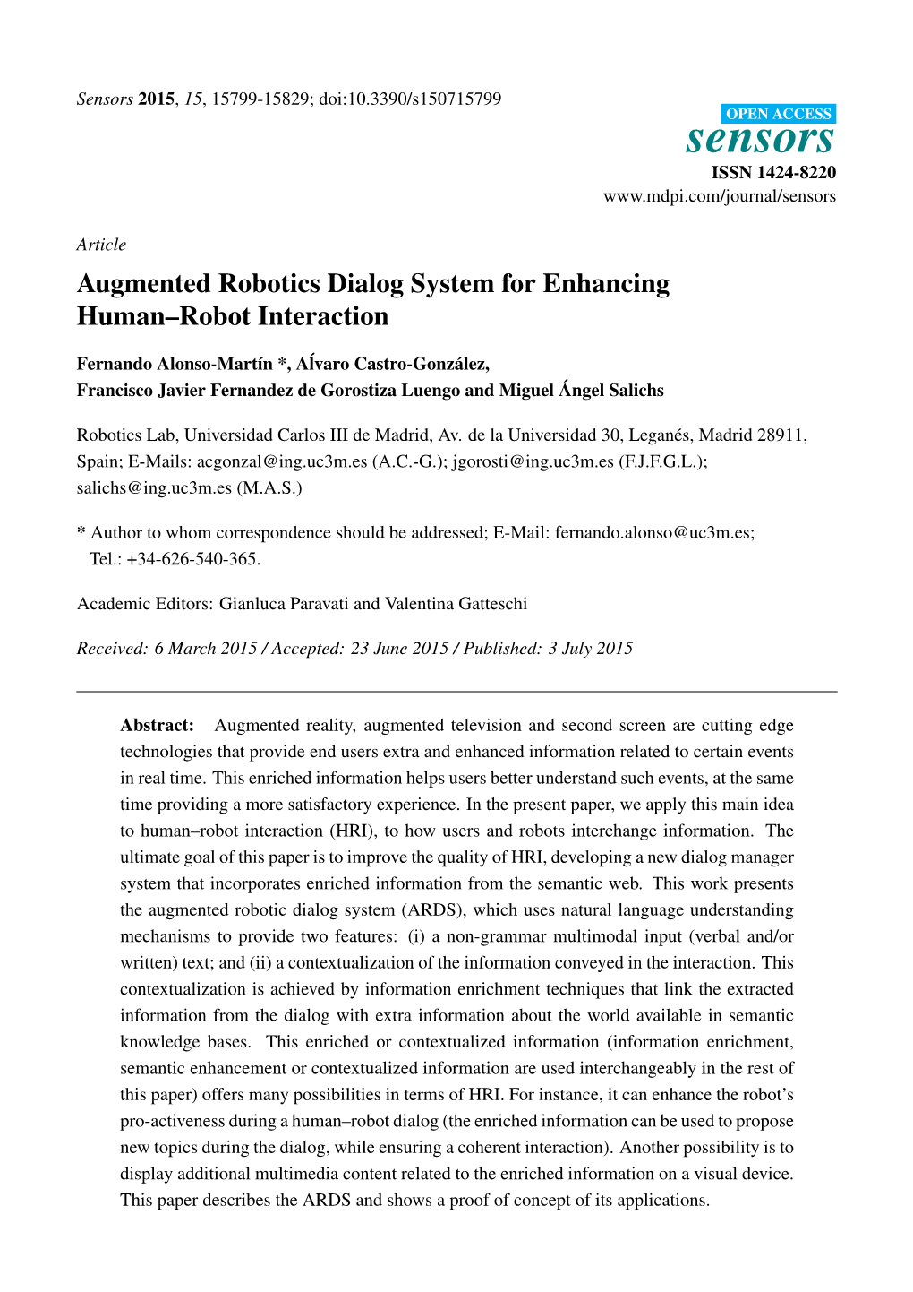 Sensors 2015, 15, 15799-15829; Doi:10.3390/S150715799 Sensorsopen ACCESS ISSN 1424-8220