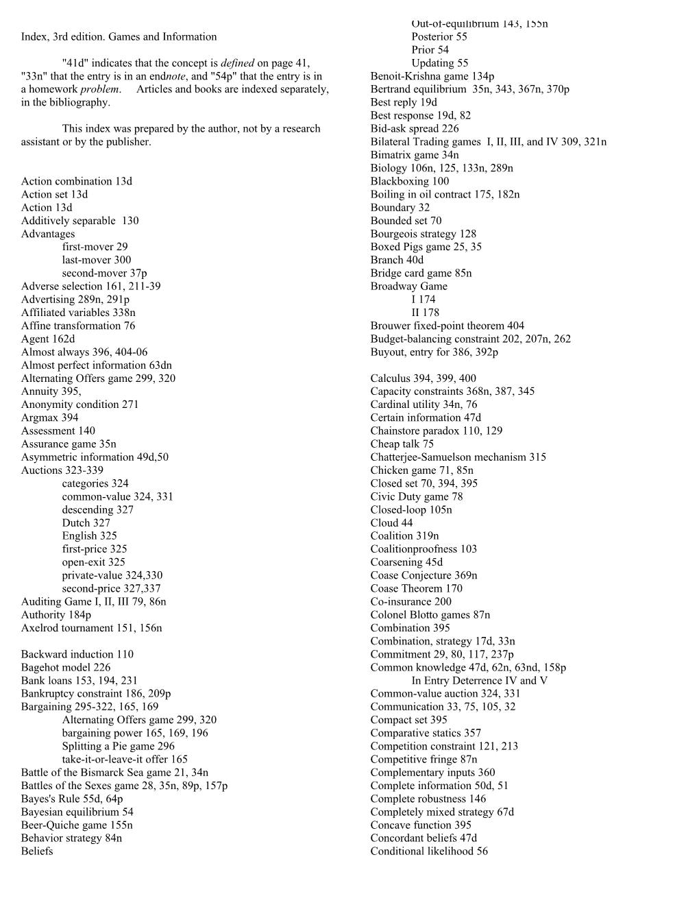 Index, 3Rd Edition. Games and Information 