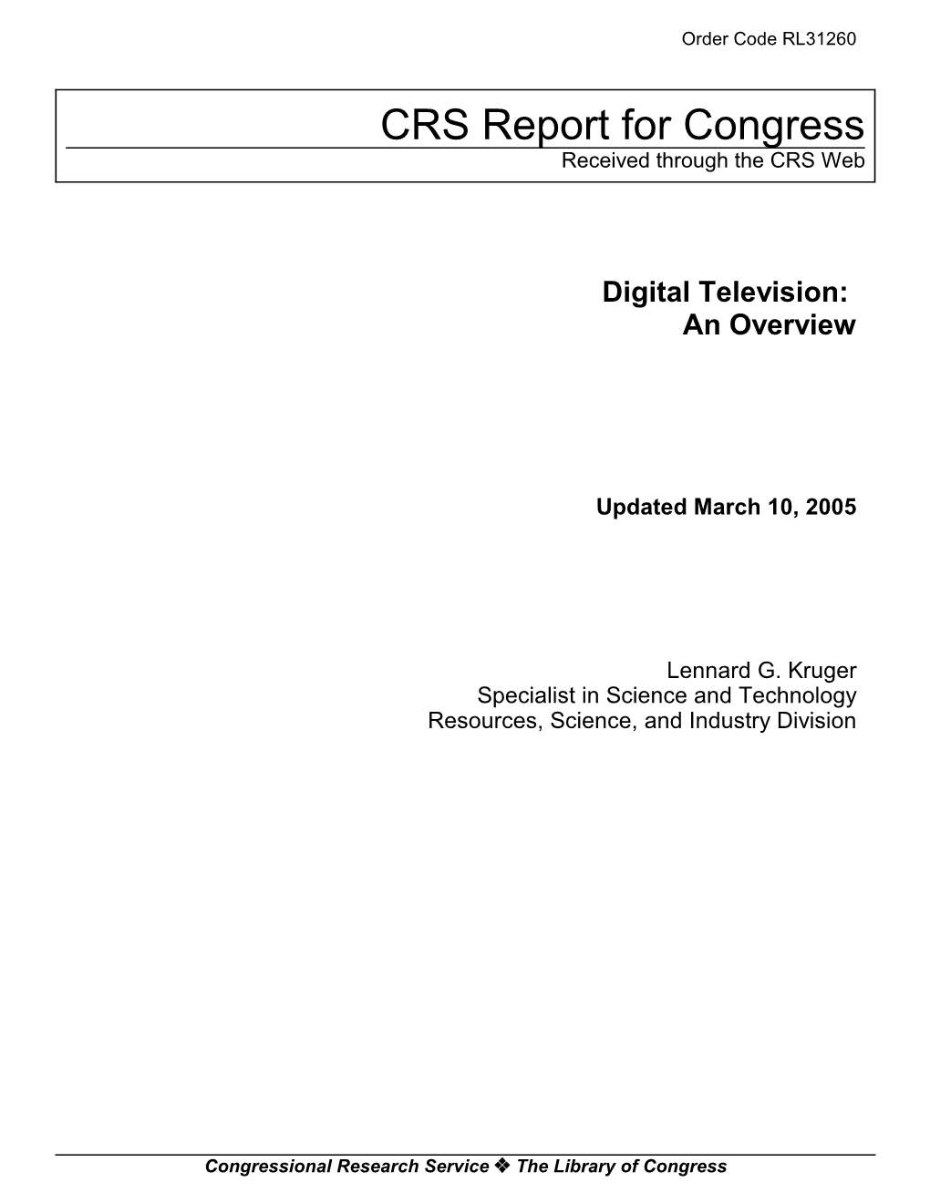 Digital Television: an Overview