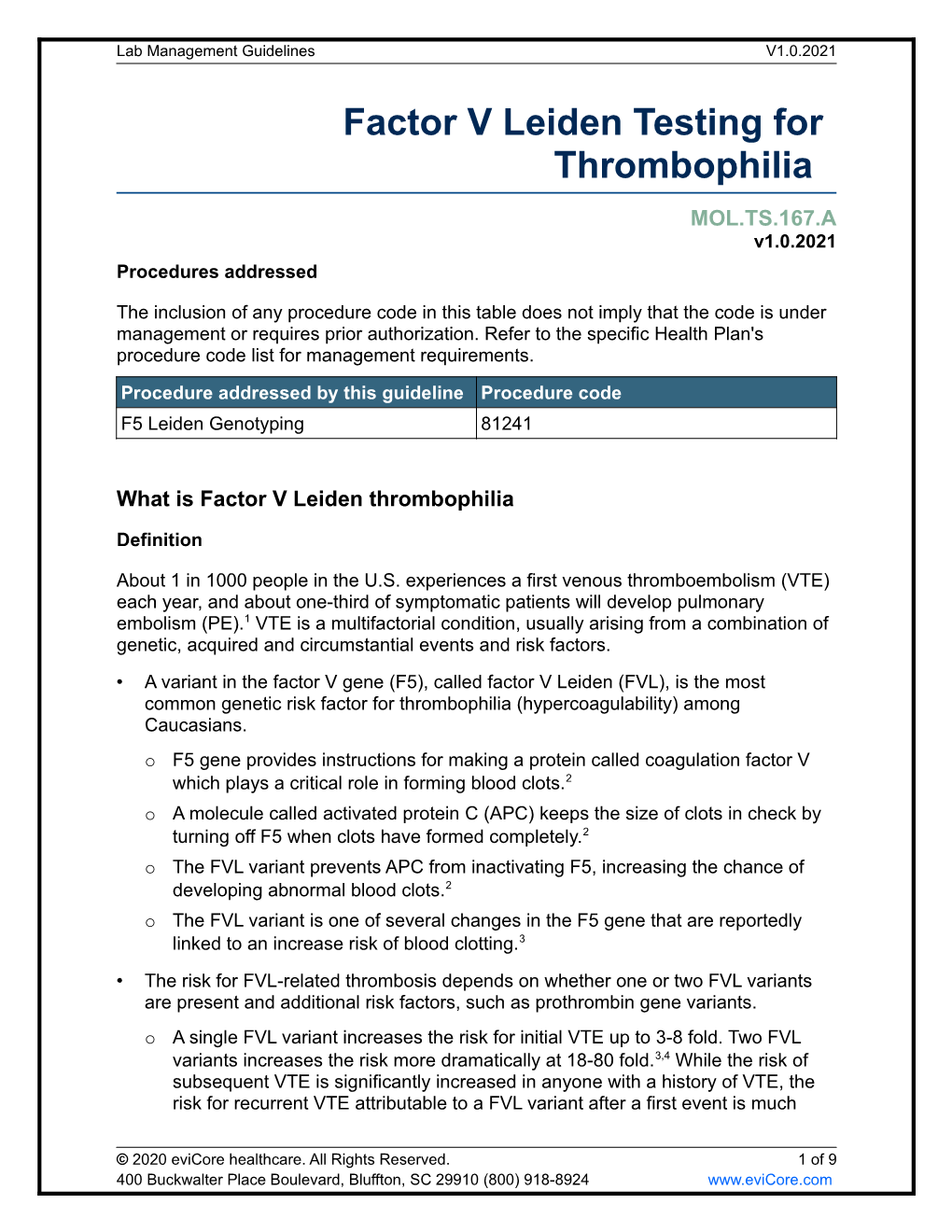 Factor V Leiden Testing for Thrombophilia