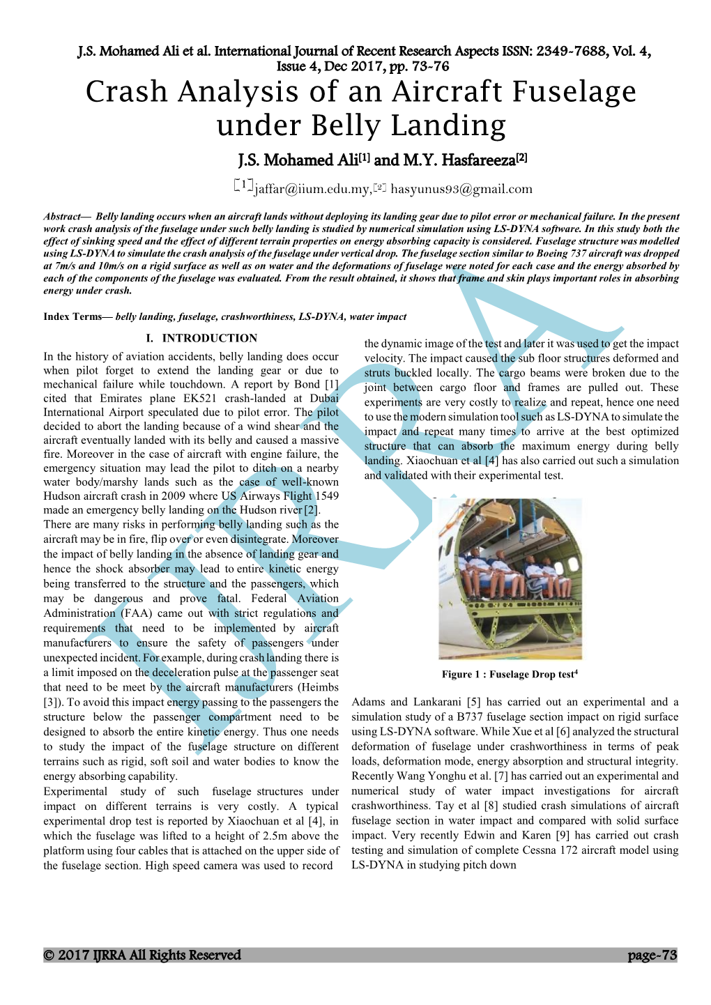 Crash Analysis of an Aircraft Fuselage Under Belly Landing J.S