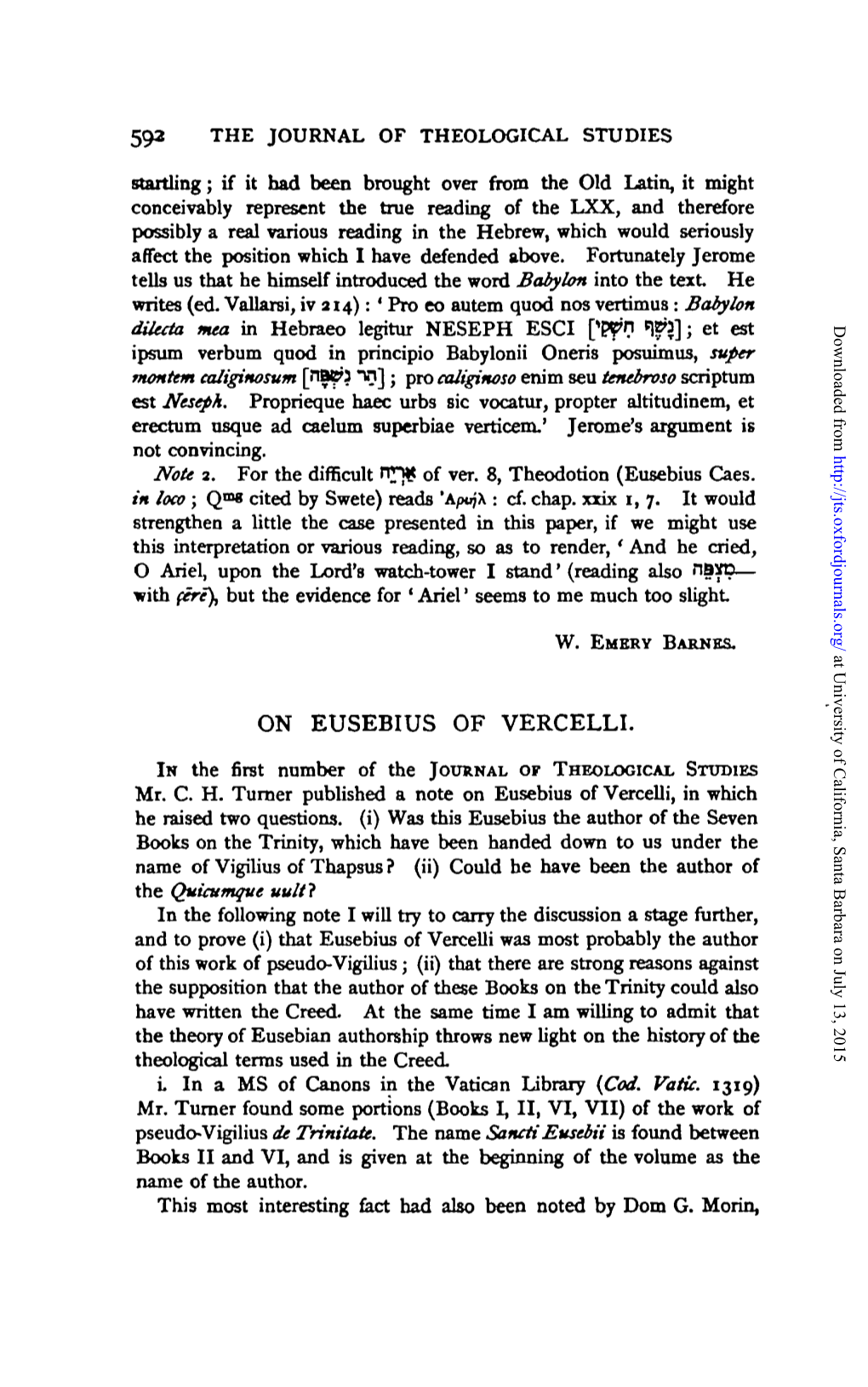 On Eusebius of Vercelli