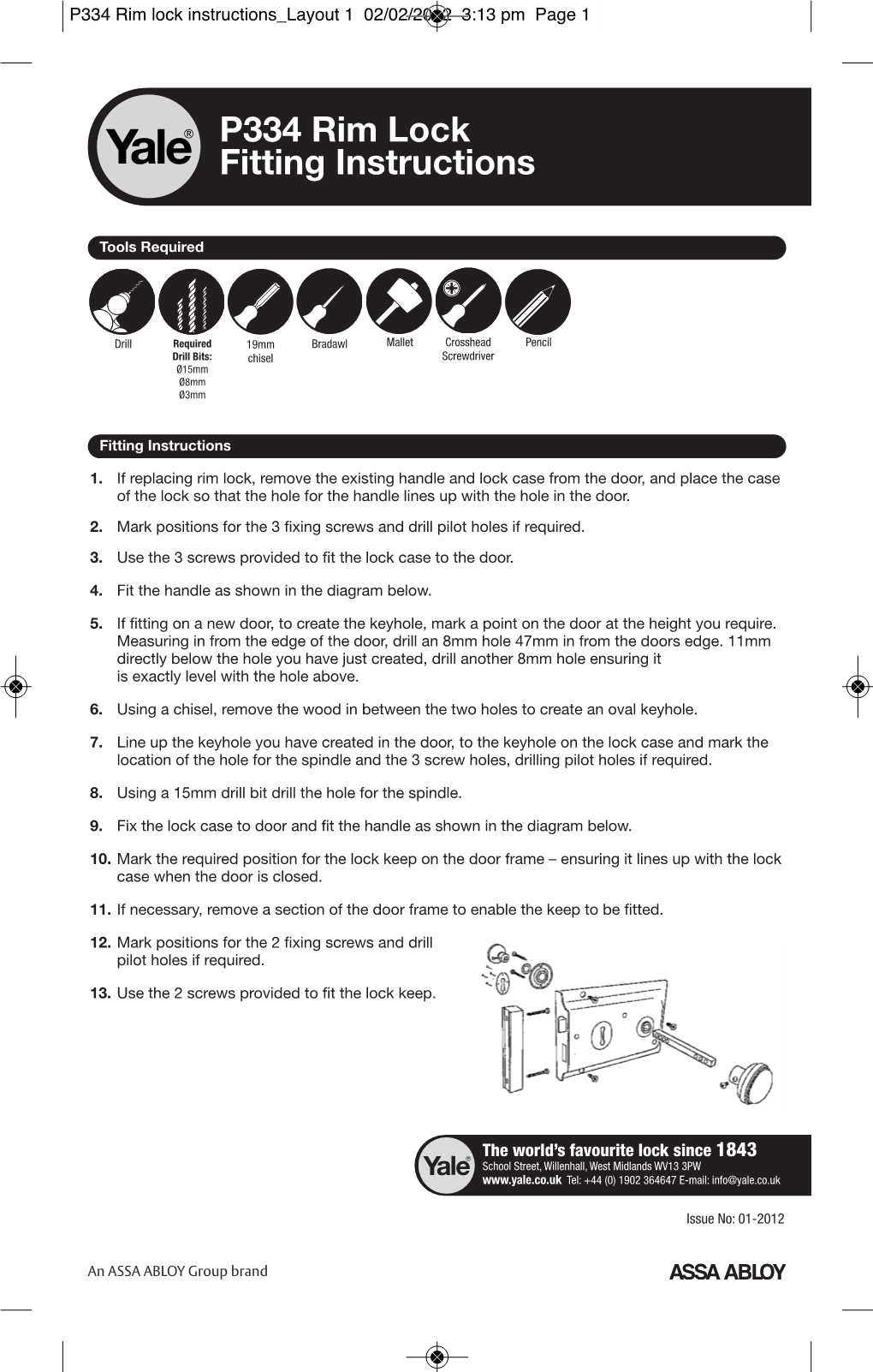 P334 Rim Lock Fitting Instructions