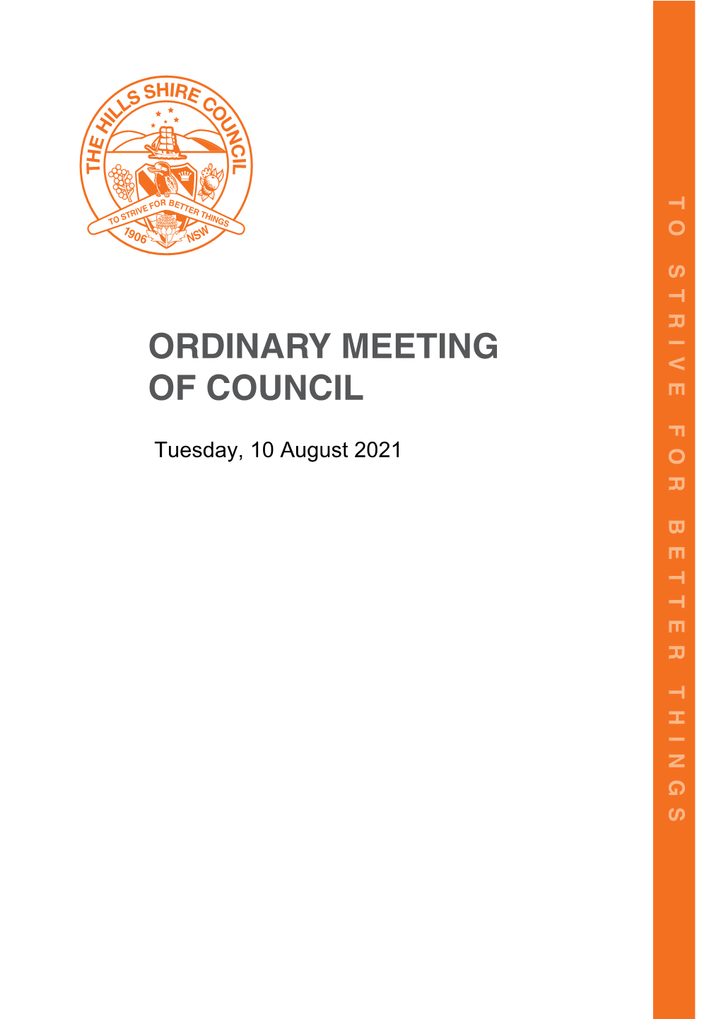 Ordinary Meeting of Council 10 August, 2021