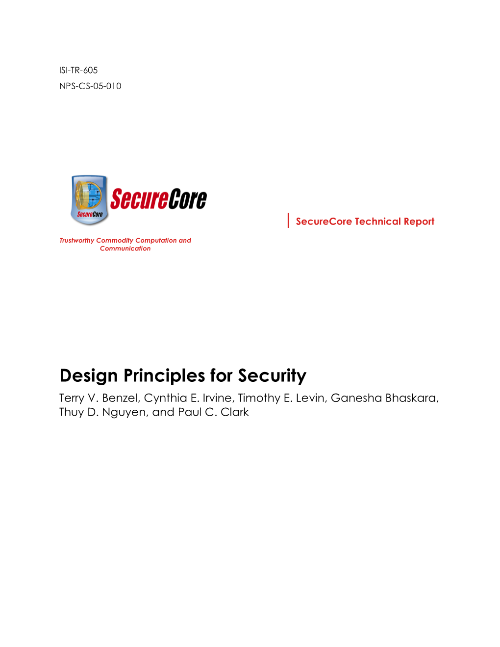 Design Principles for Security Terry V