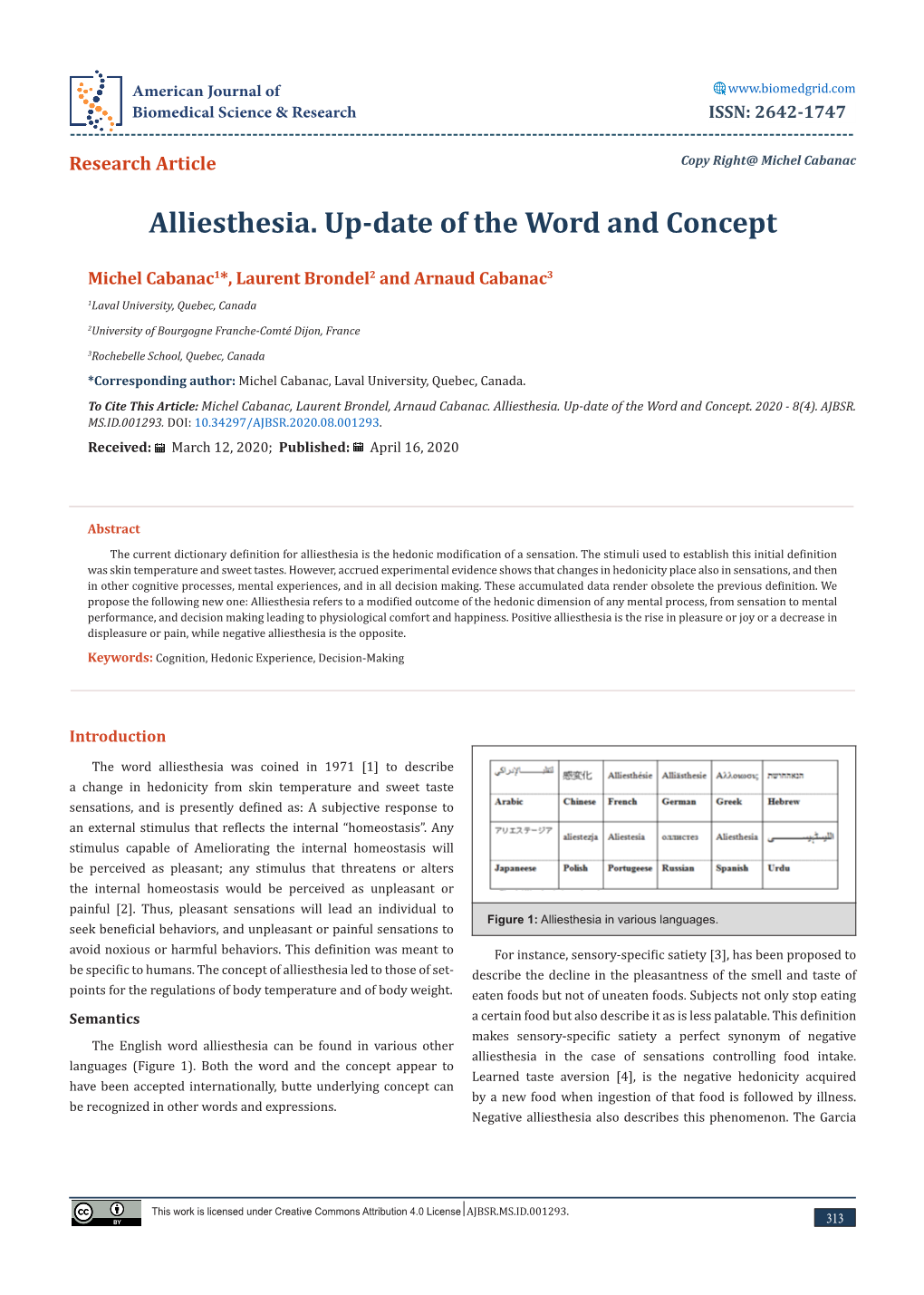 Alliesthesia. Up-Date of the Word and Concept