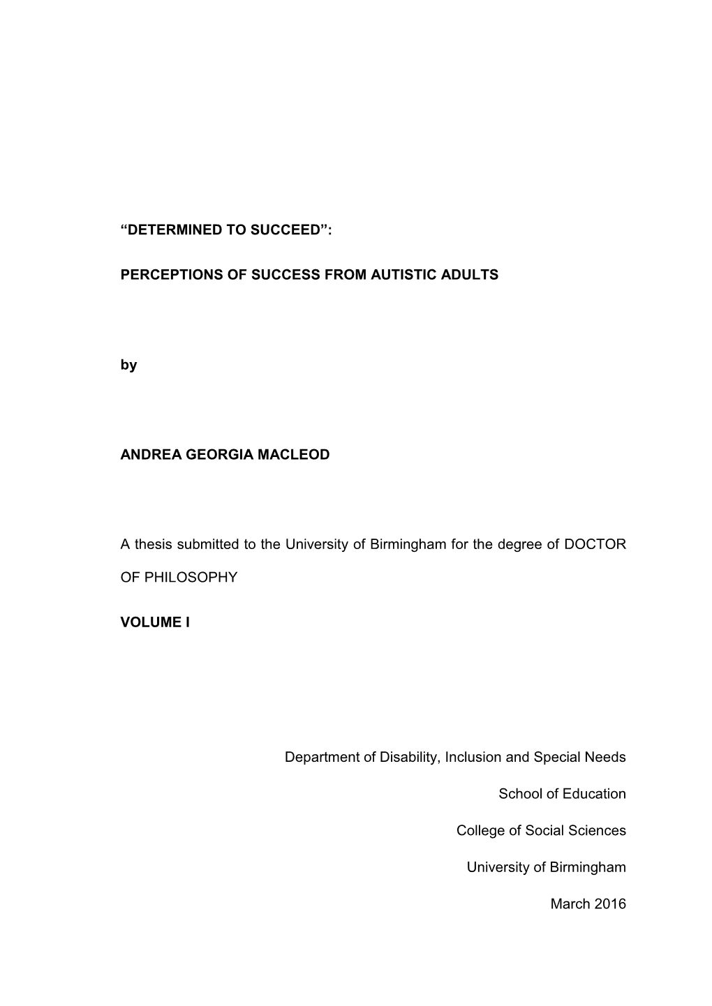 “Determined to Succeed”: Perceptions of Success from Autistic Adults