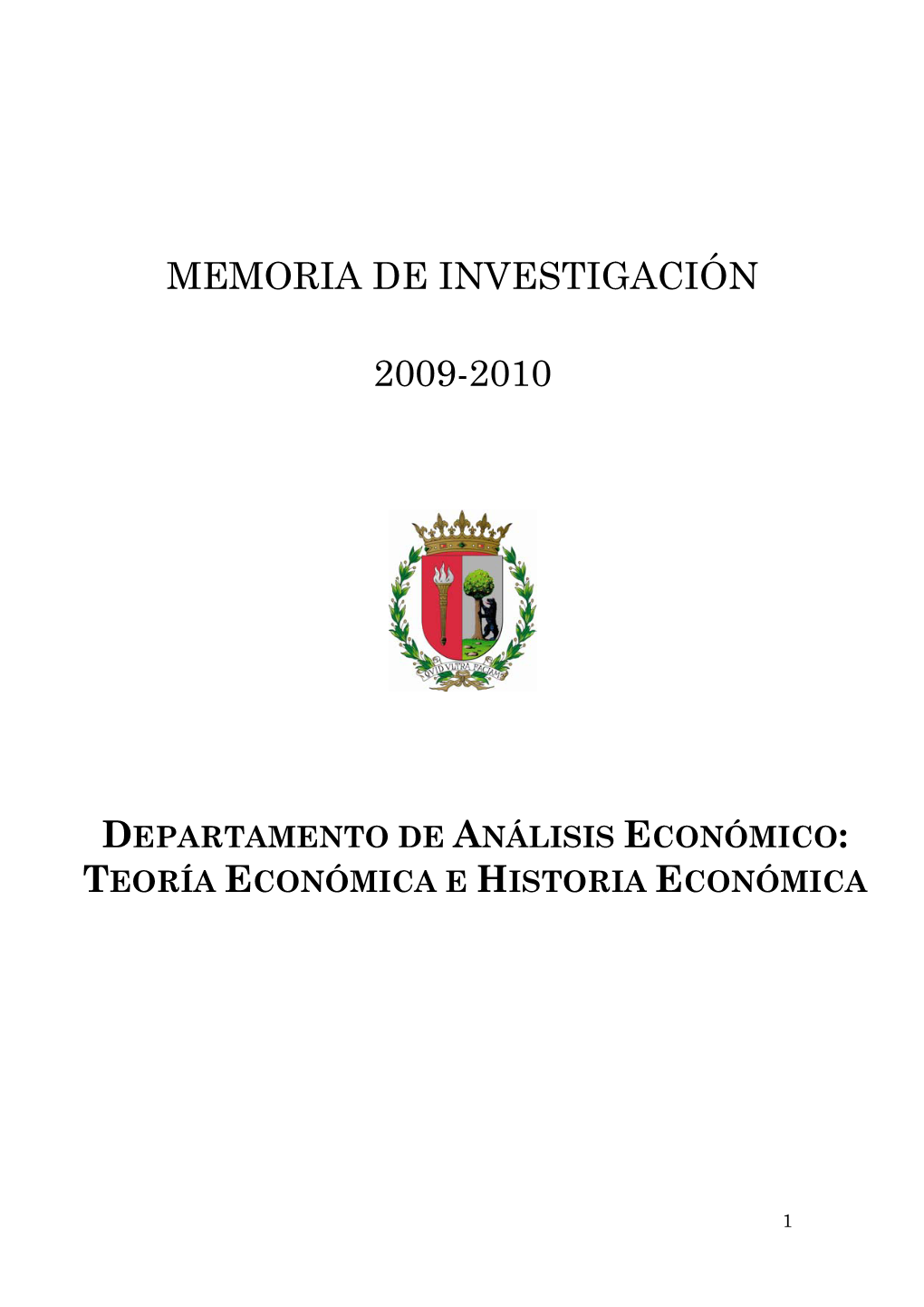 Memoria De Investigación 2009-2010 Departamento De Análisis Económico