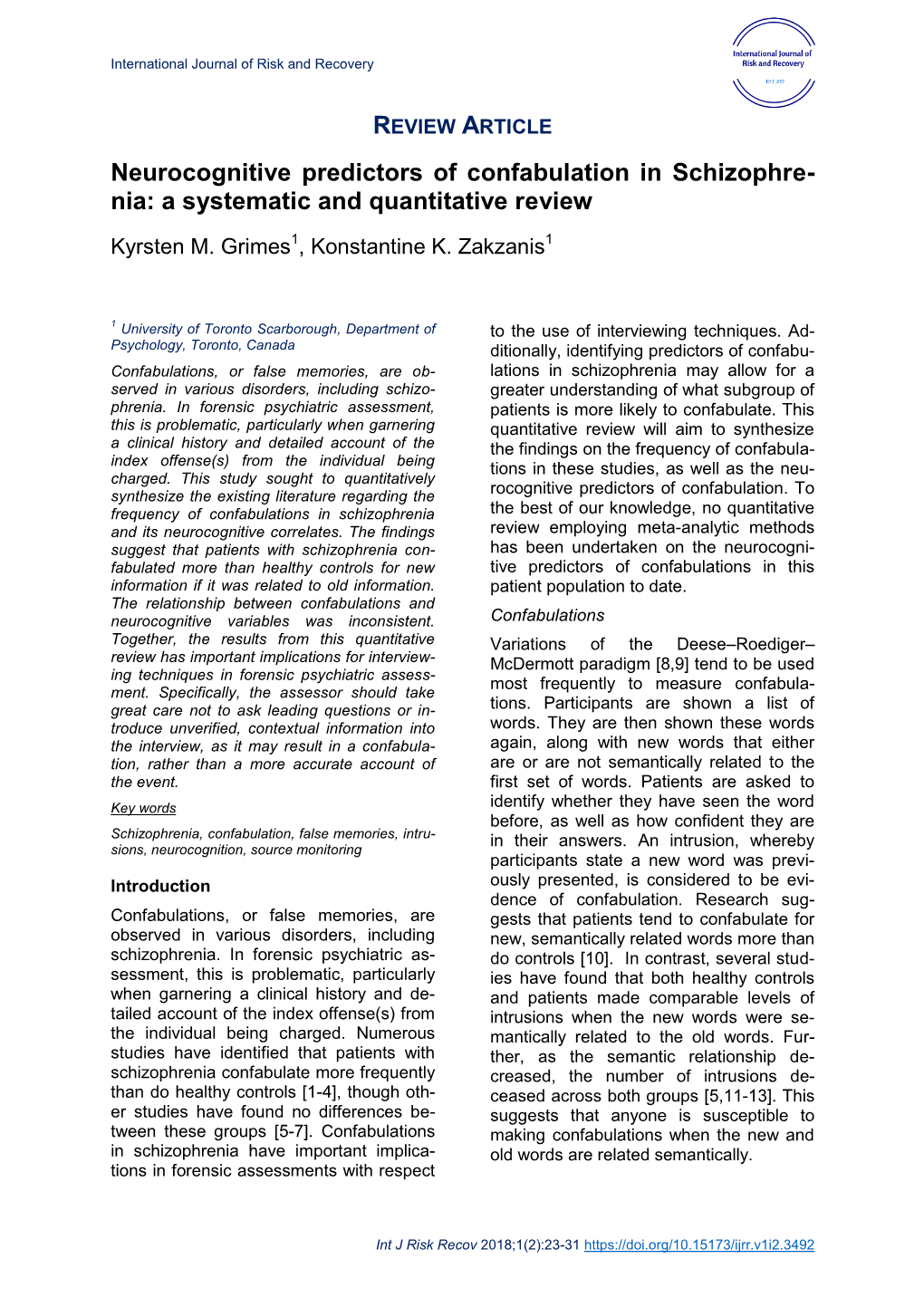 Neurocognitive Predictors of Confabulation in Schizophrenia