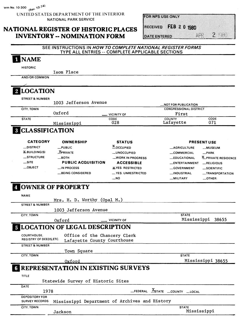 Nomination Form Location