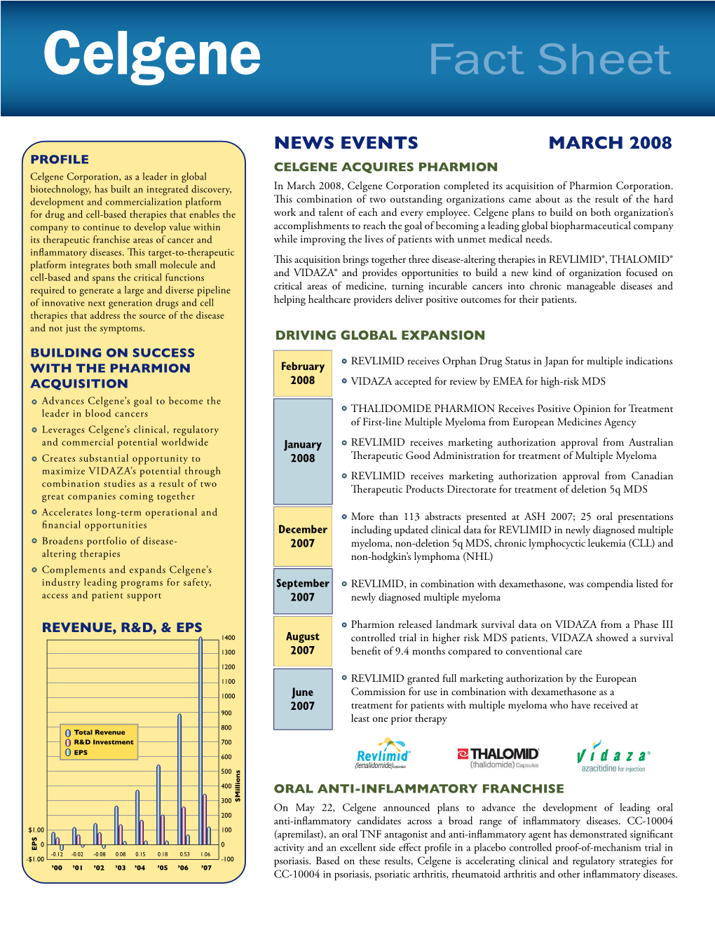 Celgene Fact Sheet