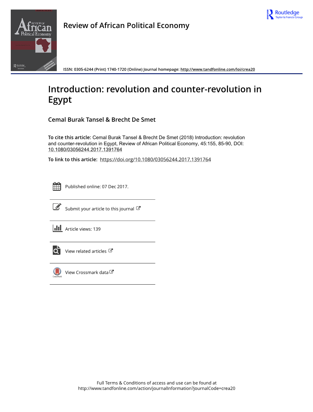 Revolution and Counter-Revolution in Egypt