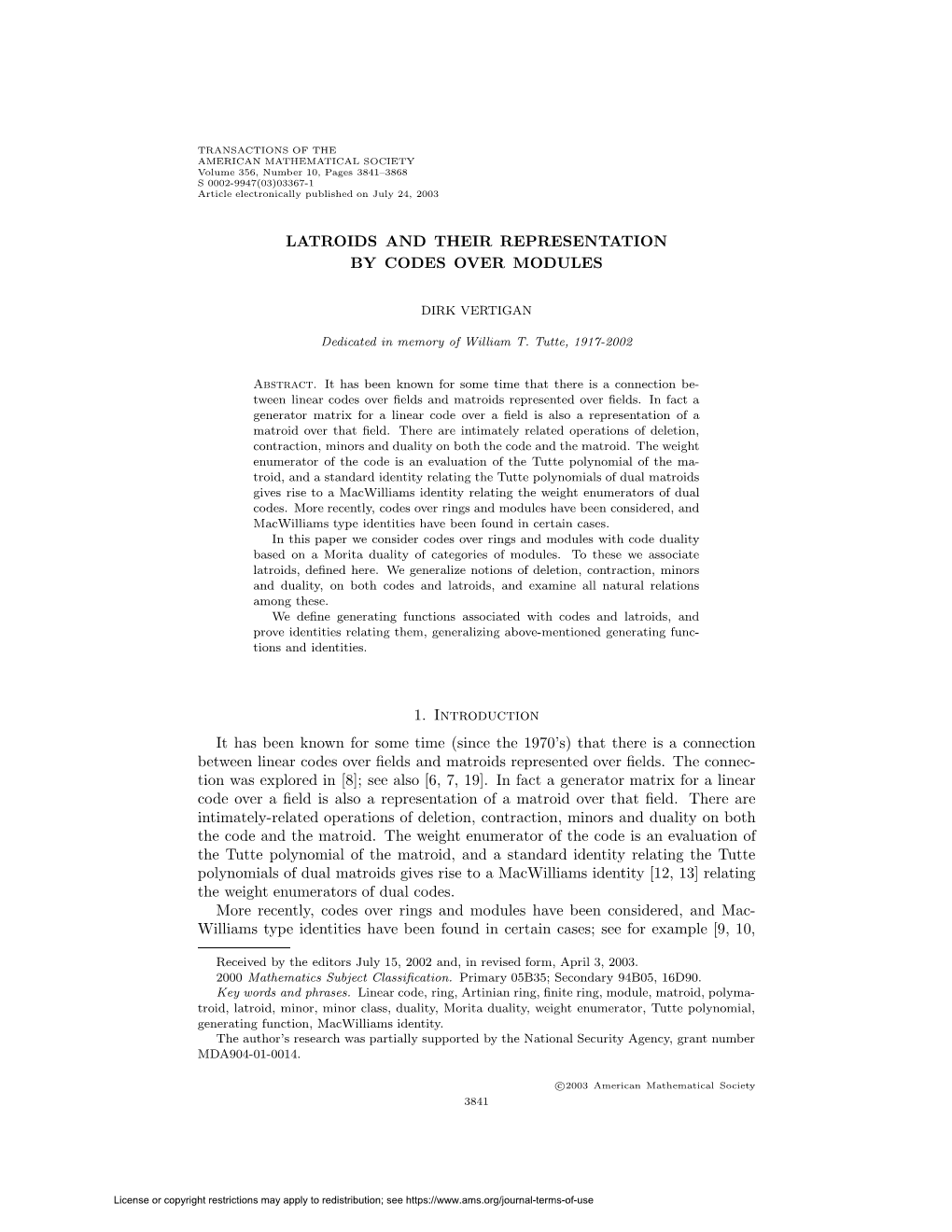 Latroids and Their Representation by Codes Over Modules