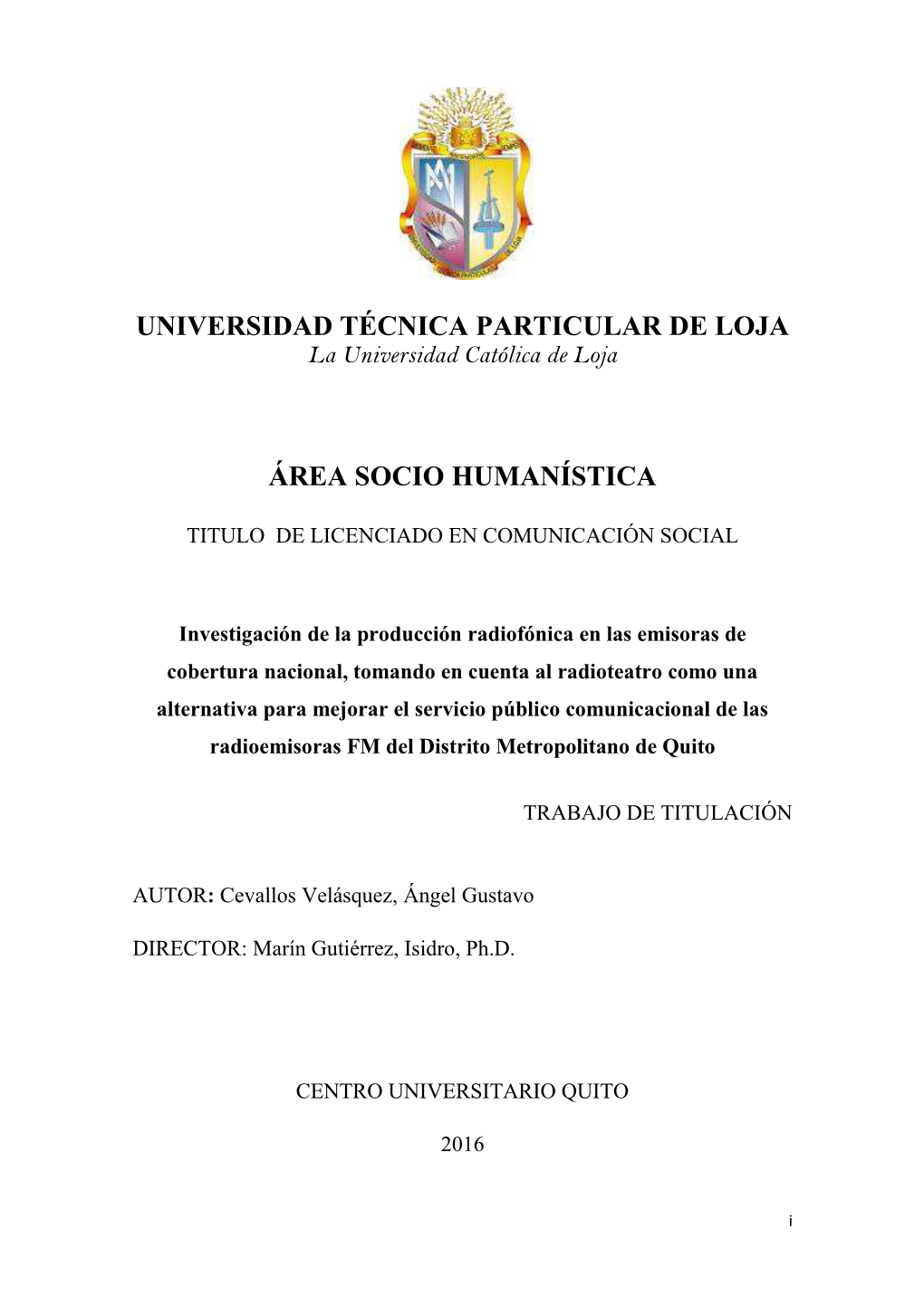 Universidad Técnica Particular De Loja Área Socio Humanística