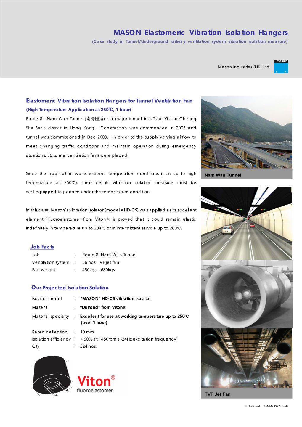 MASON Elastomeric Vibration Isolation Hangers (Case Study in Tunnel/Underground Railway Ventilation System Vibration Isolation Measure)