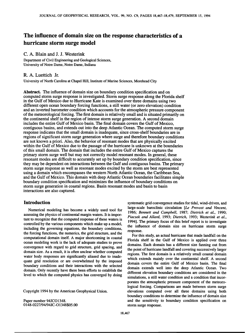 The Influence of Domain Size on the Response Characteristics of A