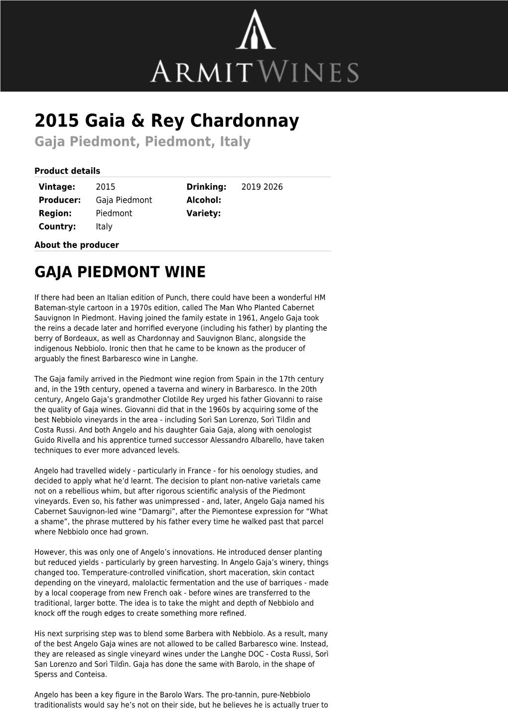 2015 Gaia & Rey Chardonnay