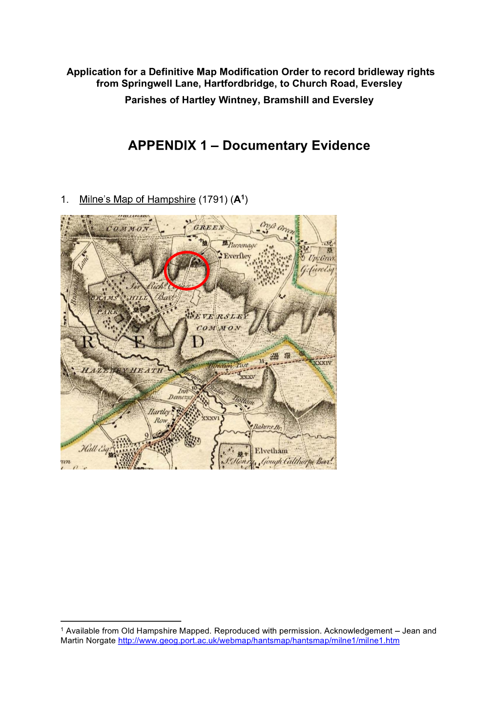 APPENDIX 1 Documentary Evidence