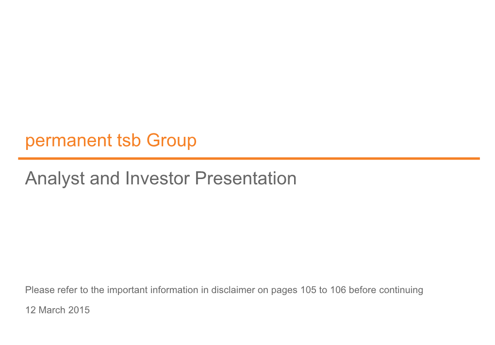 Permanent Tsb Group Analyst and Investor Presentation