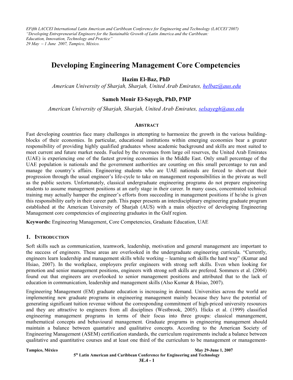 5Th LACCEI International Latin American and Caribbean Conference for Engineering and Technology s5