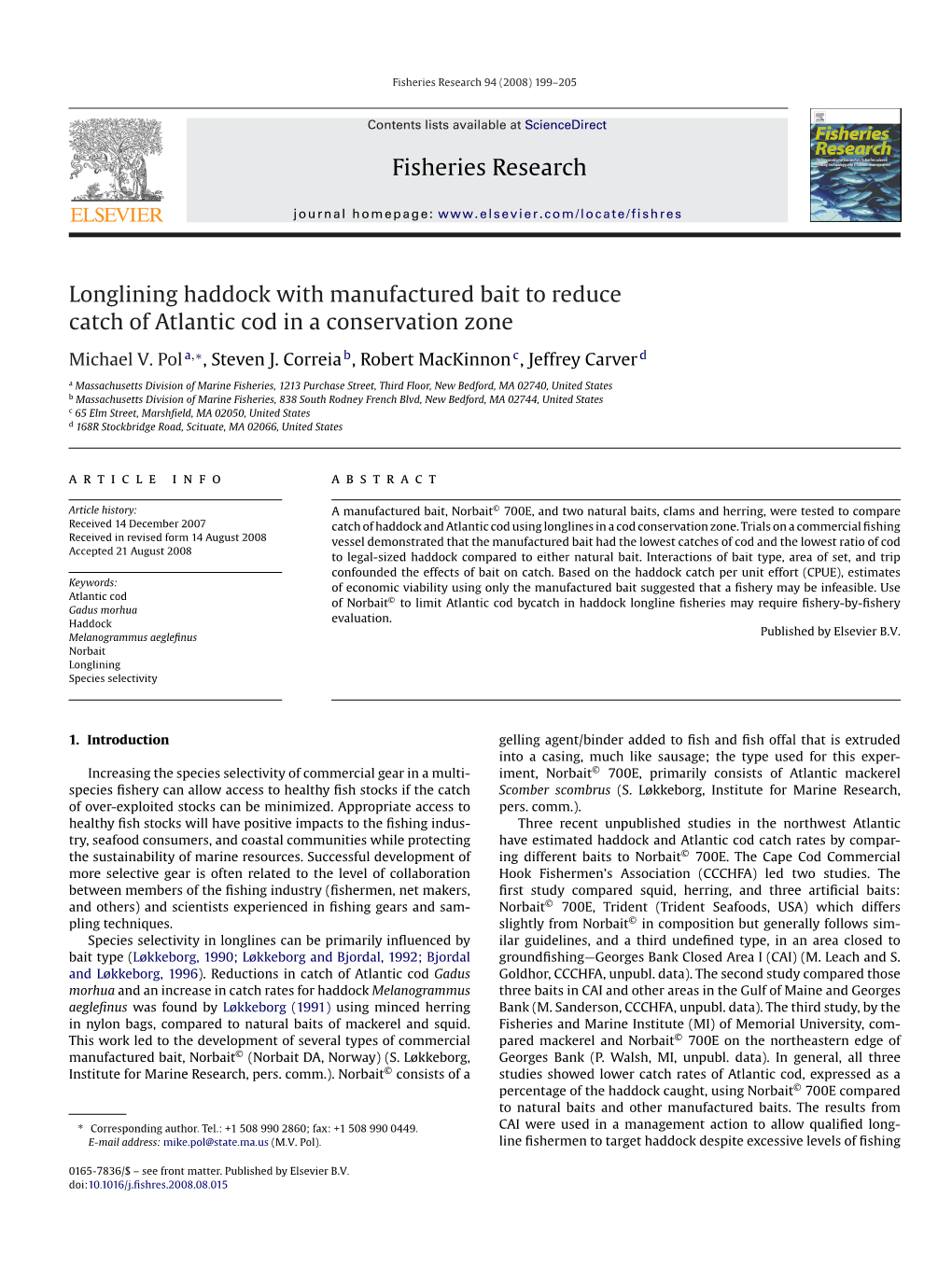 Fisheries Research 94 (2008) 199–205