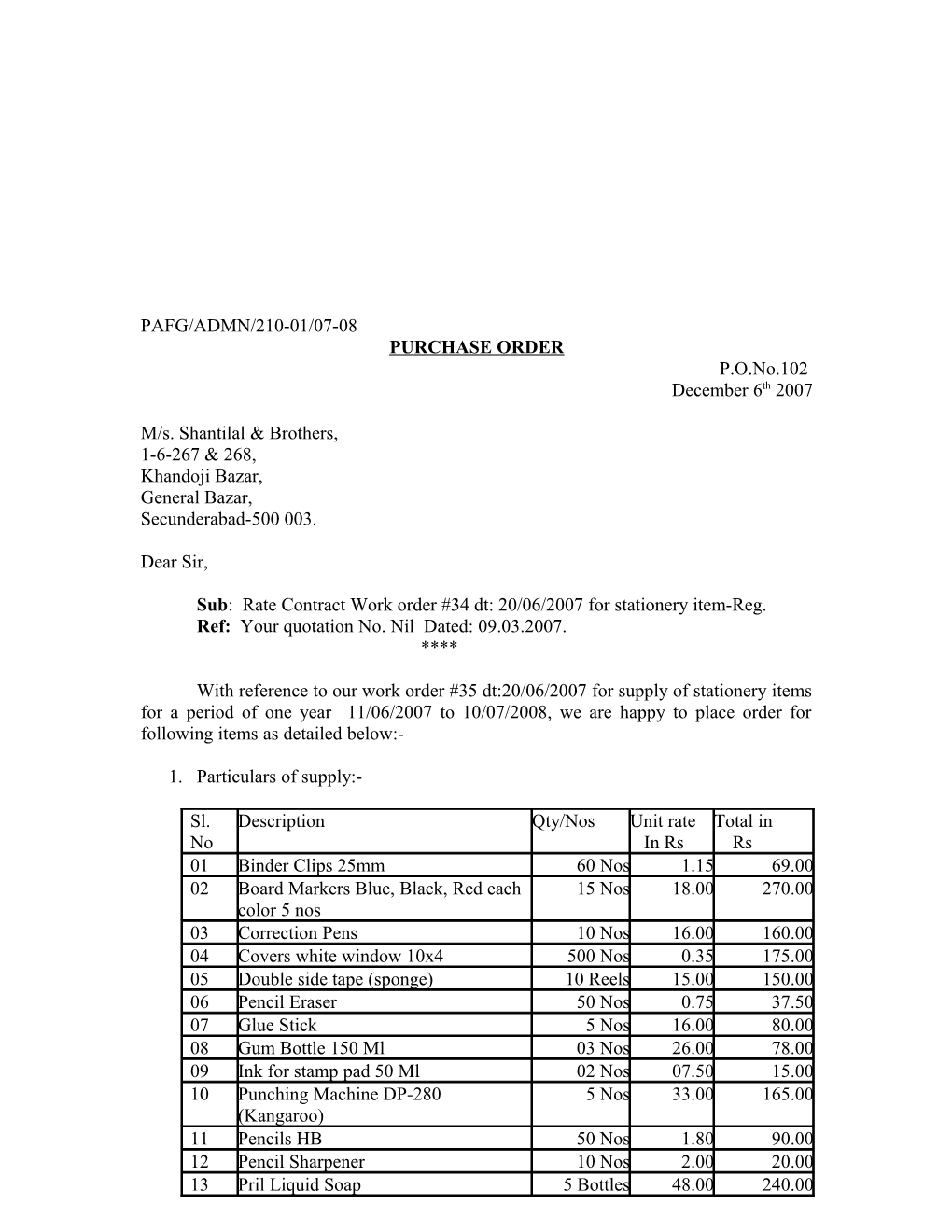 Purchase Order