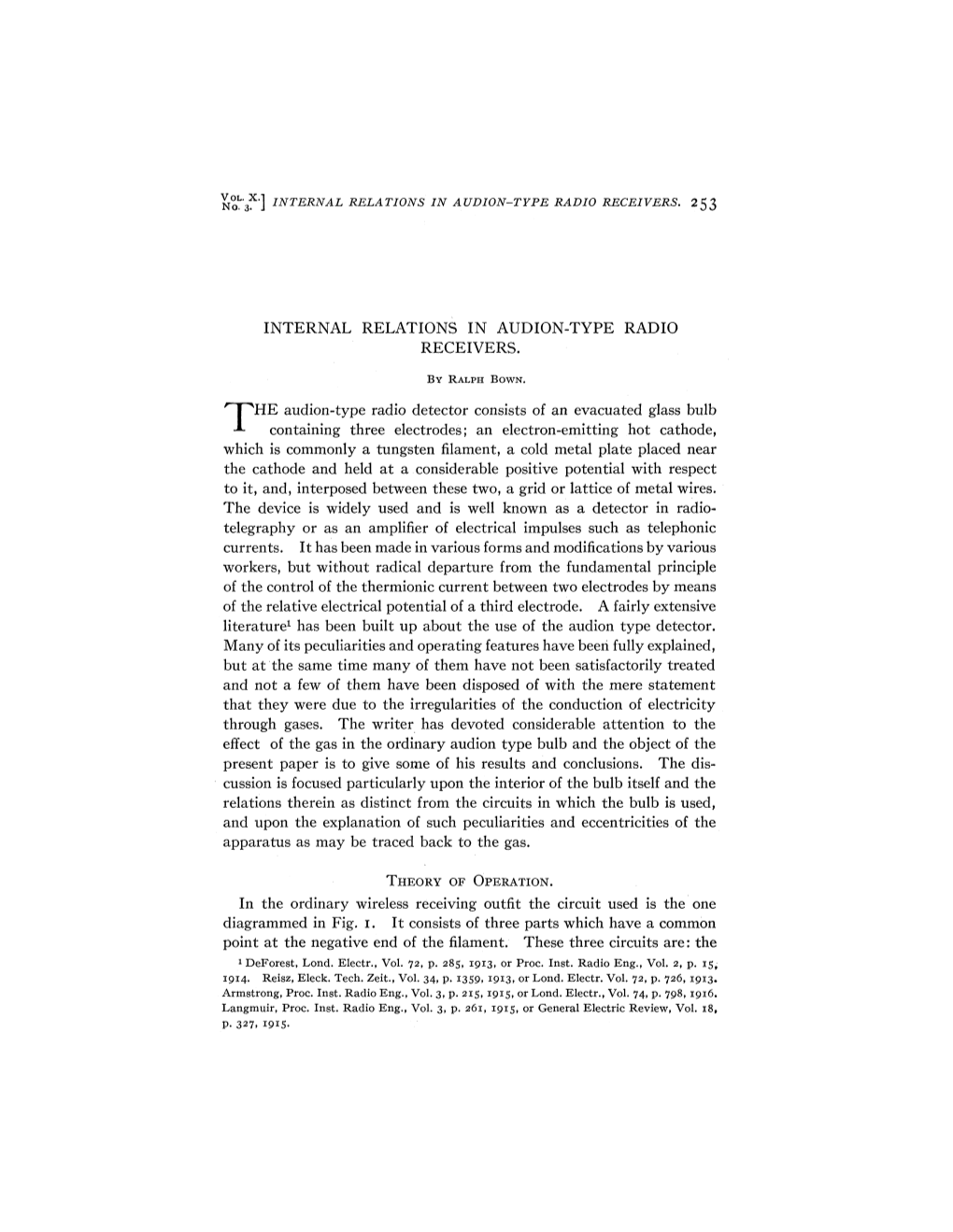 Internal Relations in Audion-Type Radio Receivers