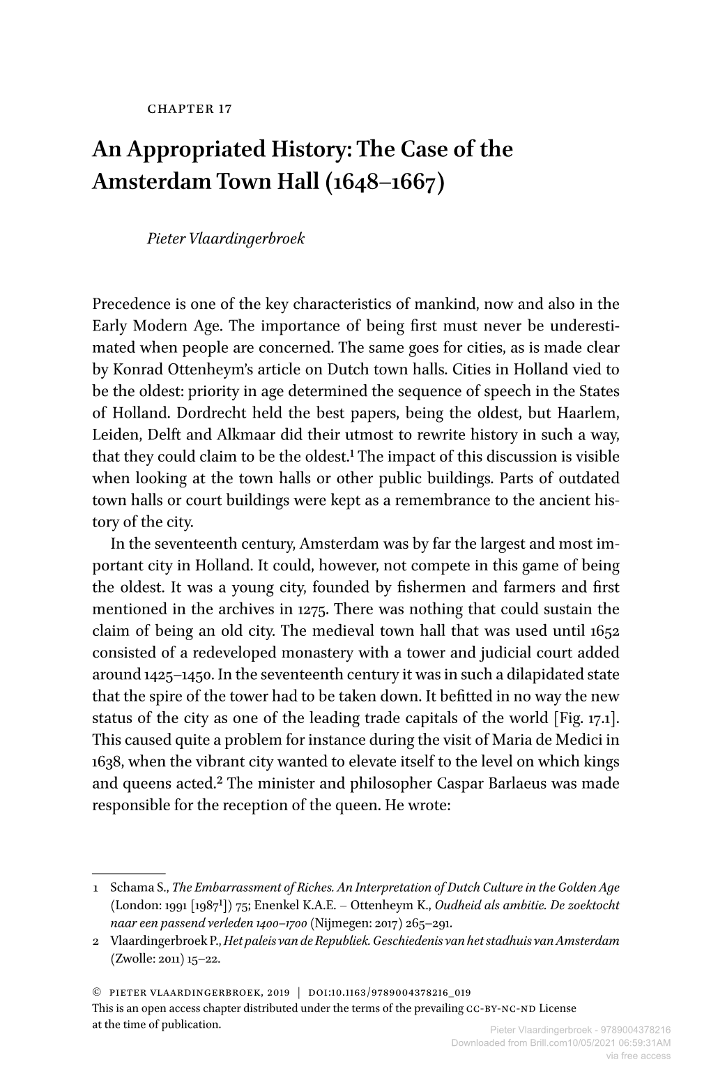 An Appropriated History: the Case of the Amsterdam Town Hall (1648–1667)