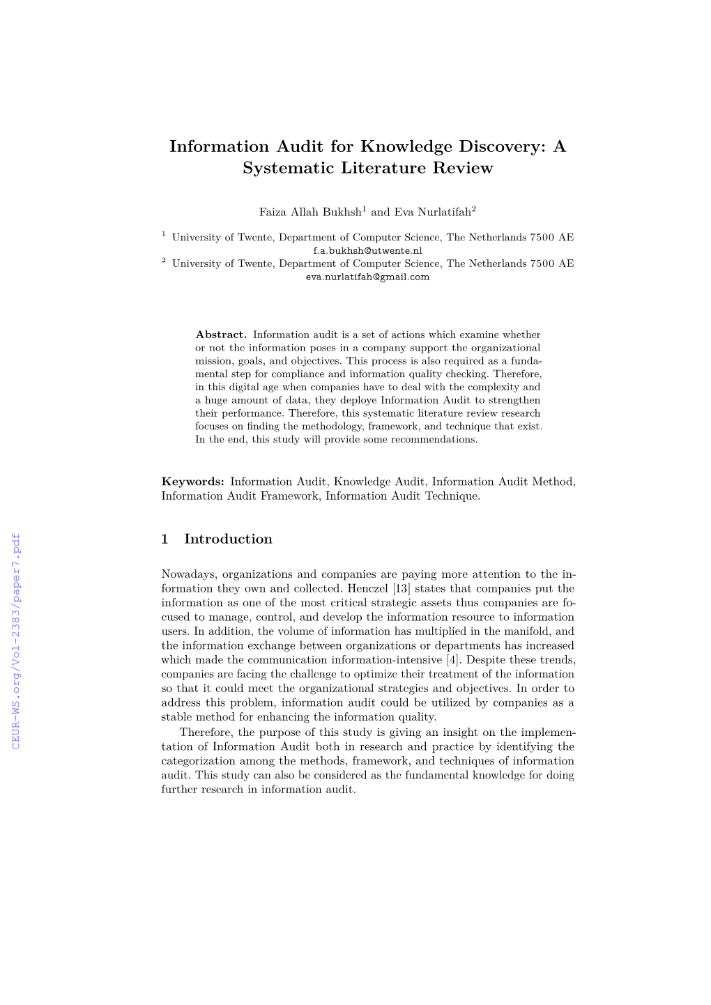 Information Audit for Knowledge Discovery: a Systematic Literature Review