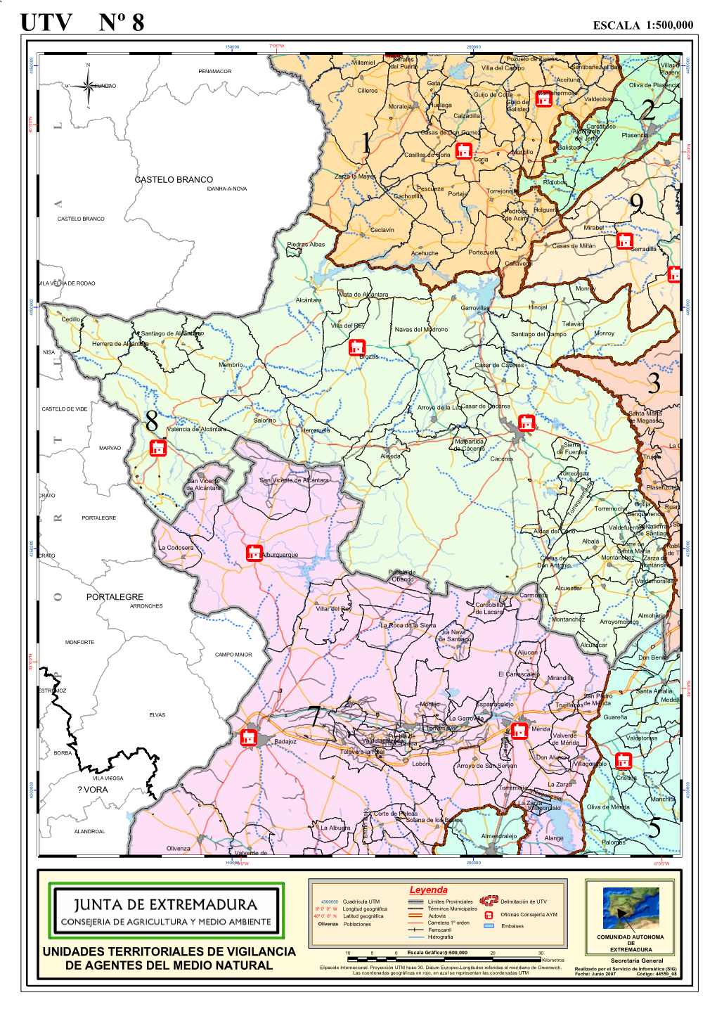 UTV Nº 8 ESCALA 1:500,000 150000 7°0'0"W Villasbuenas 200000 Santa Cruz De Gata De Paniagua