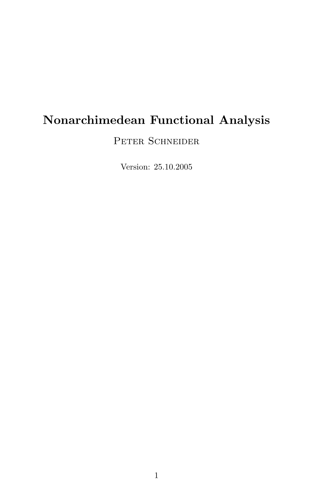 Nonarchimedean Functional Analysis Peter Schneider