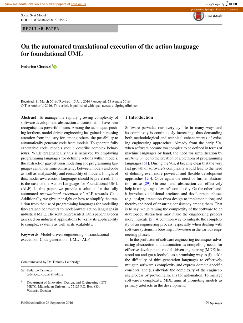 On the Automated Translational Execution of the Action Language for Foundational UML