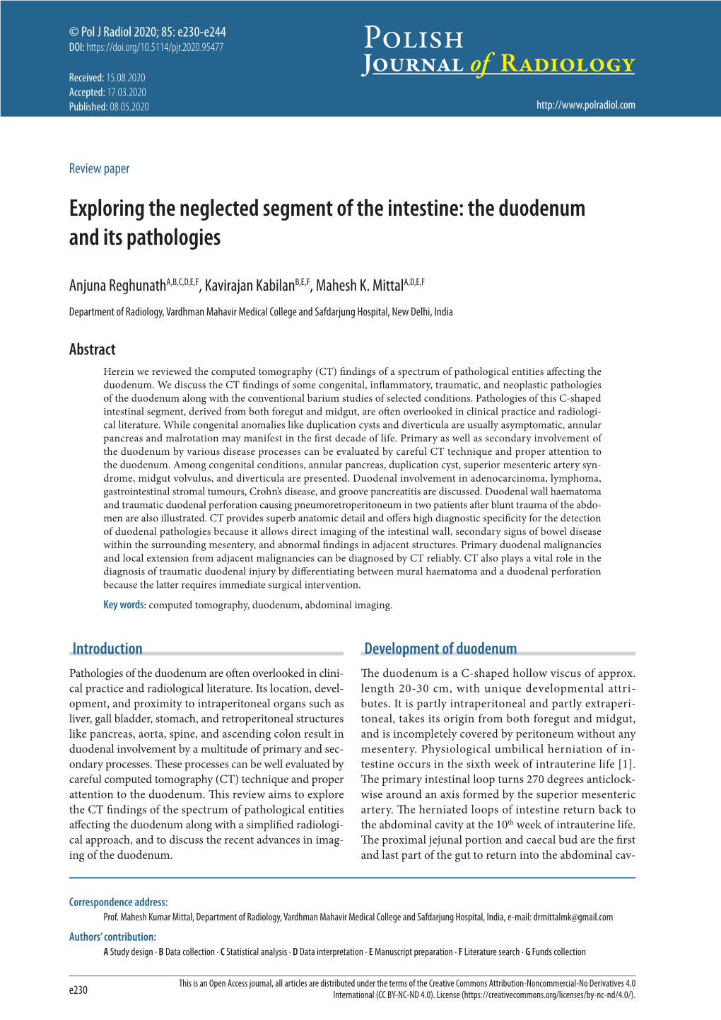 Exploring the Neglected Segment of the Intestine: the Duodenum and Its Pathologies