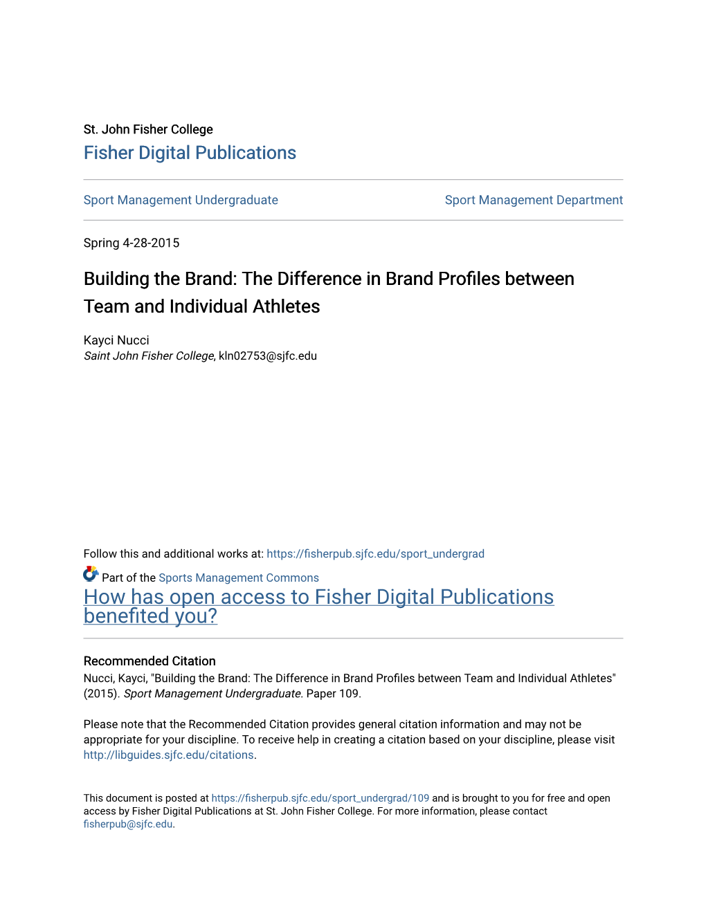 The Difference in Brand Profiles Between Team and Individual Athletes