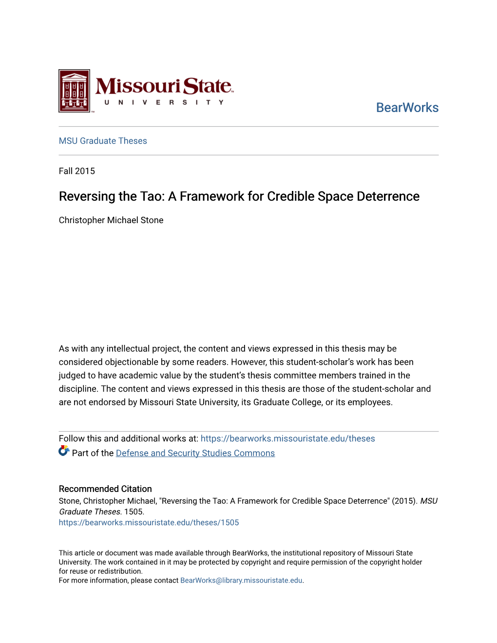 Reversing the Tao: a Framework for Credible Space Deterrence