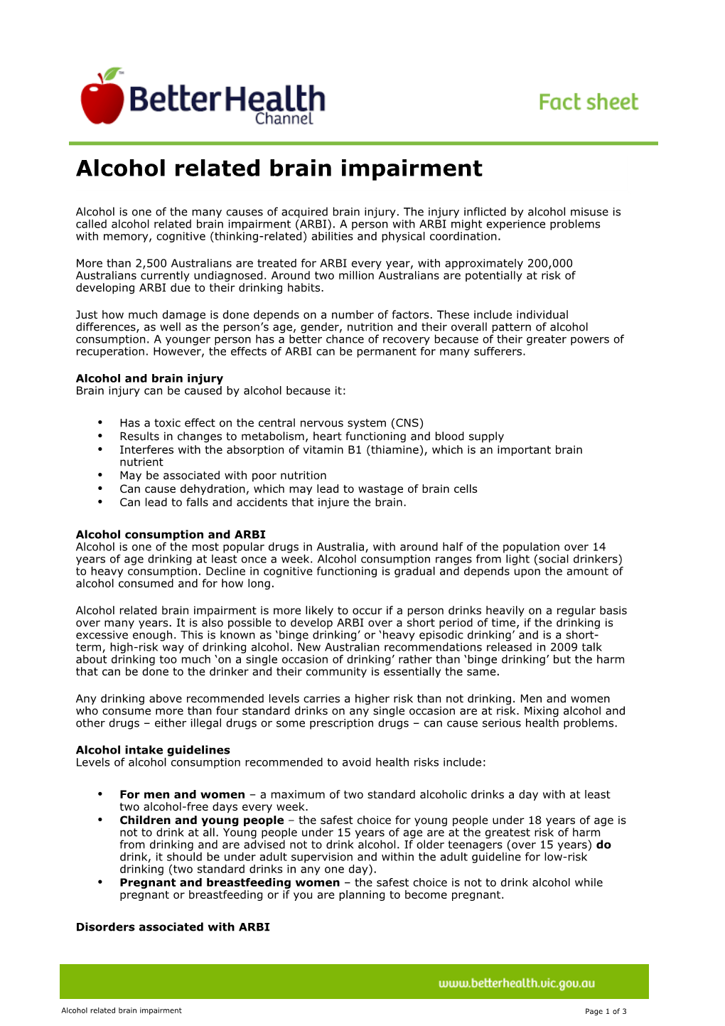 Alcohol Related Brain Impairment