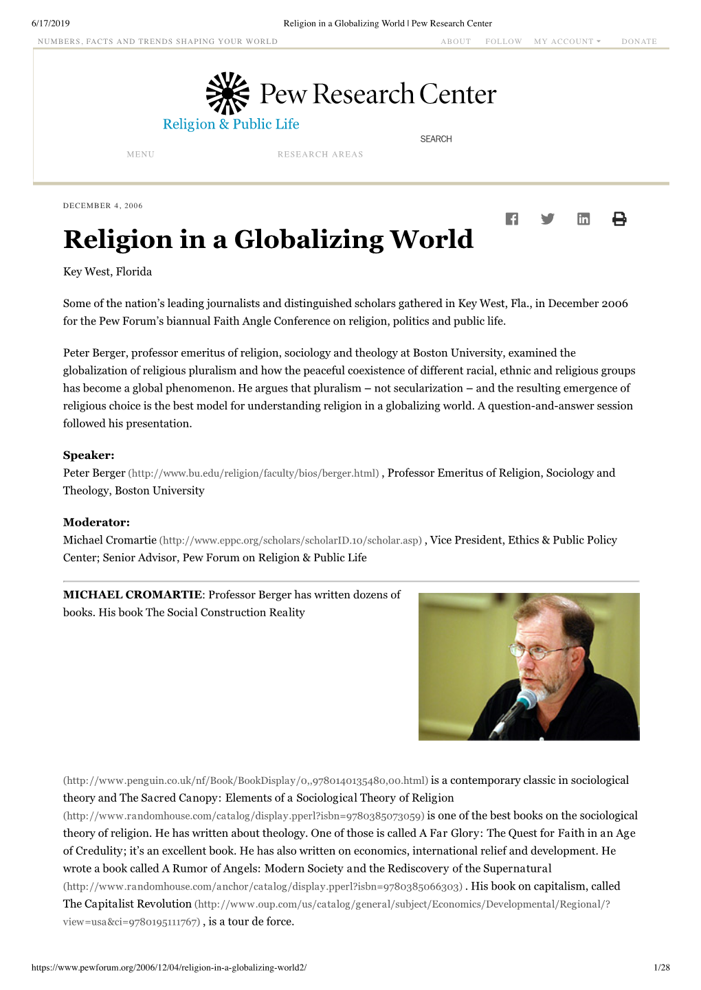 Religion in a Globalizing World | Pew Research Center