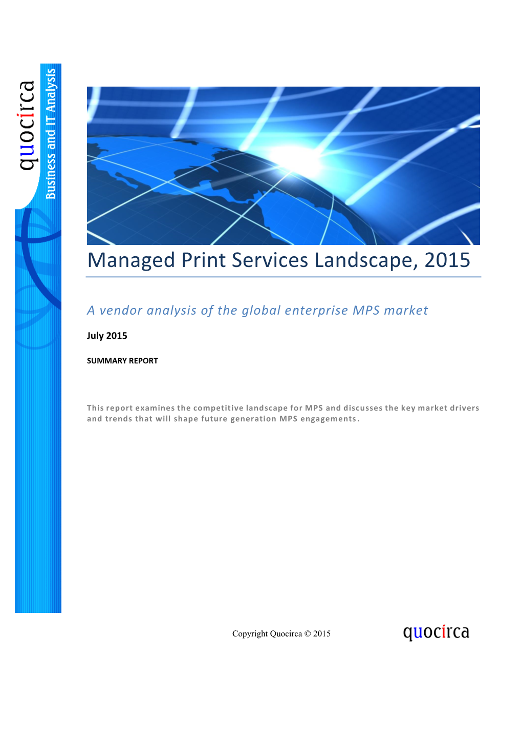 Managed Print Services Landscape, 2015