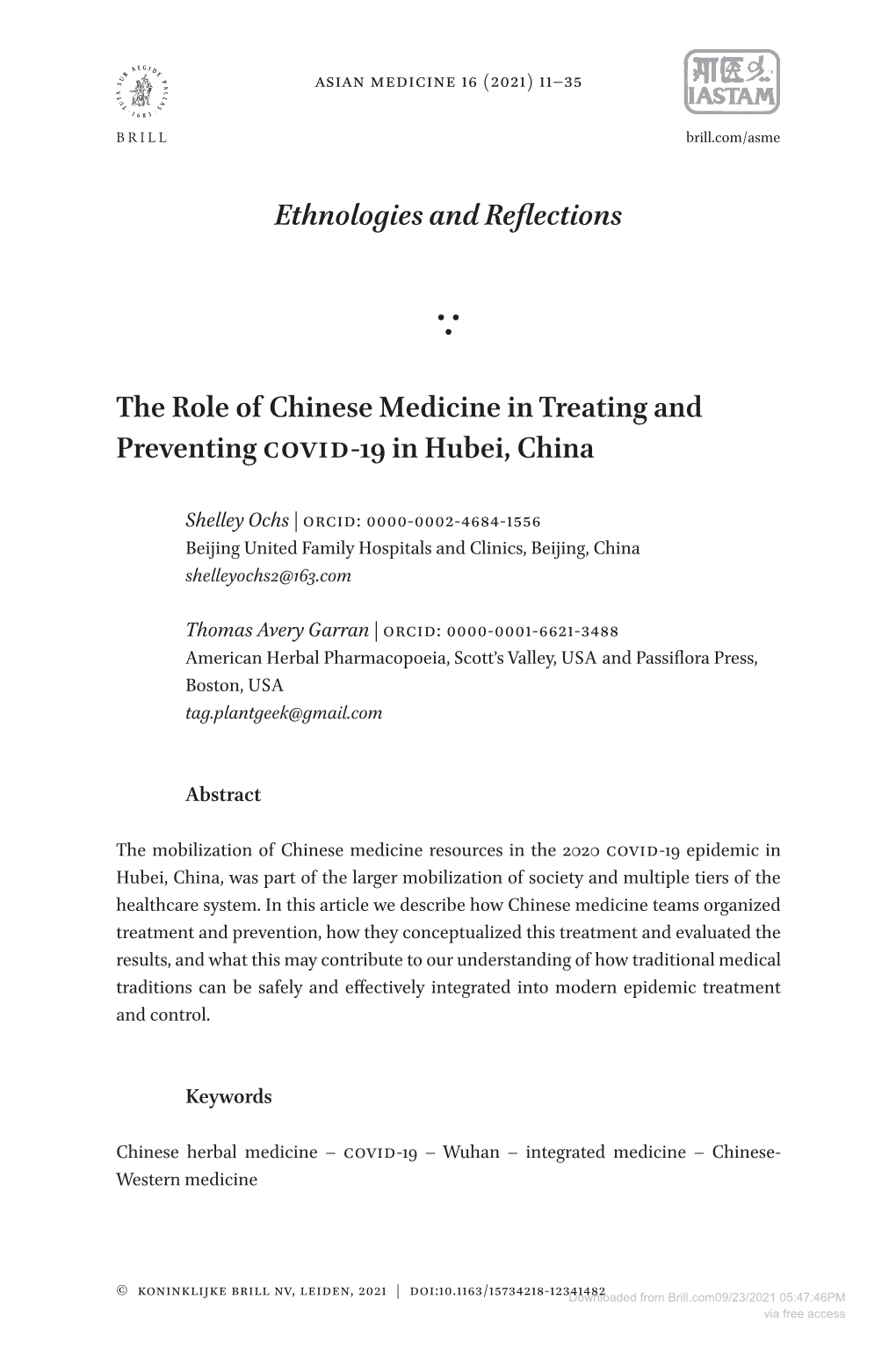Ethnologies and Reflections the Role of Chinese Medicine in Treating