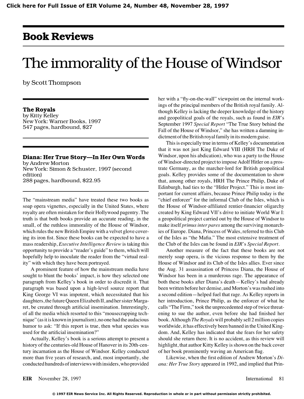 The Immorality of the House of Windsor