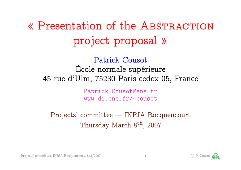 Presentation of the Abstraction Project Proposal »