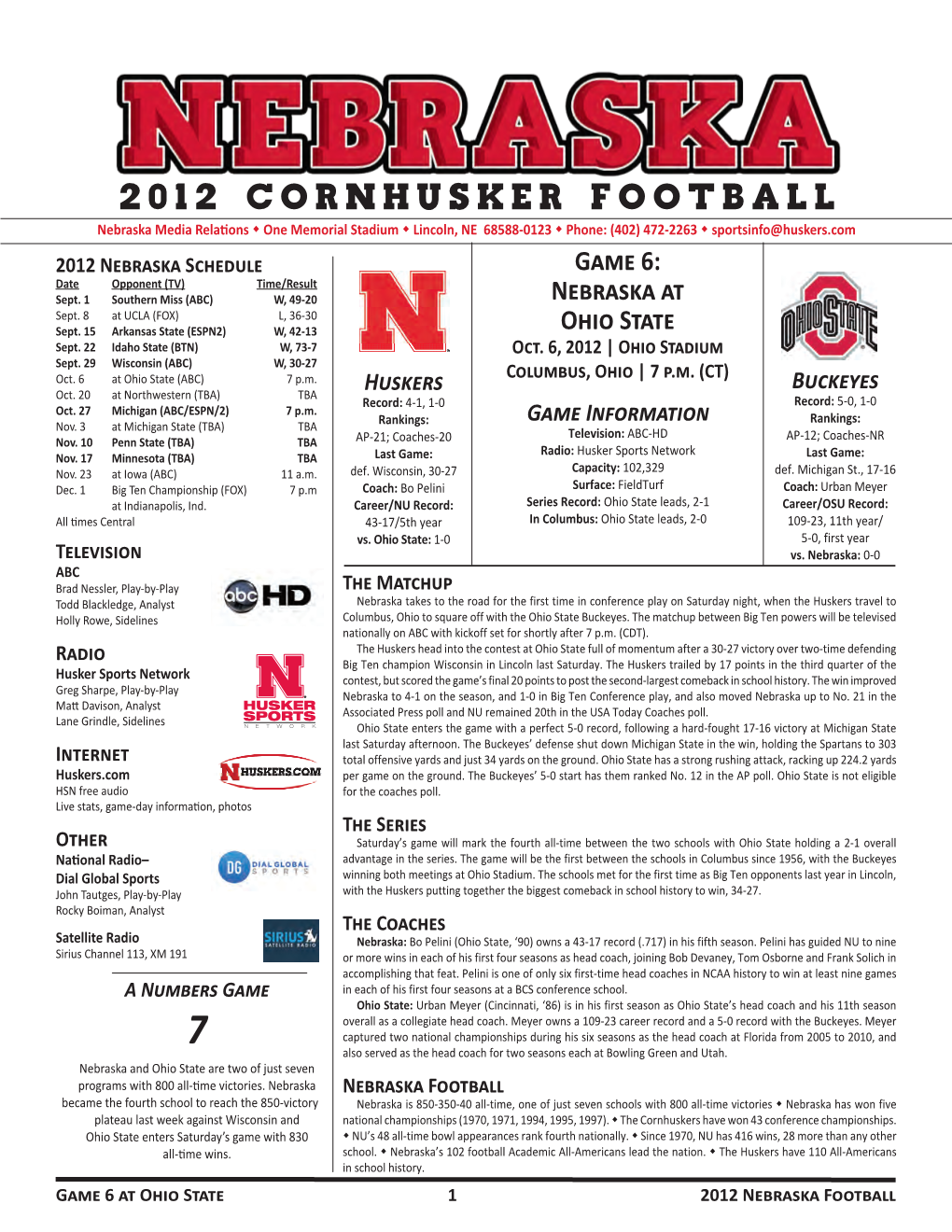 Nebraska at Ohio State