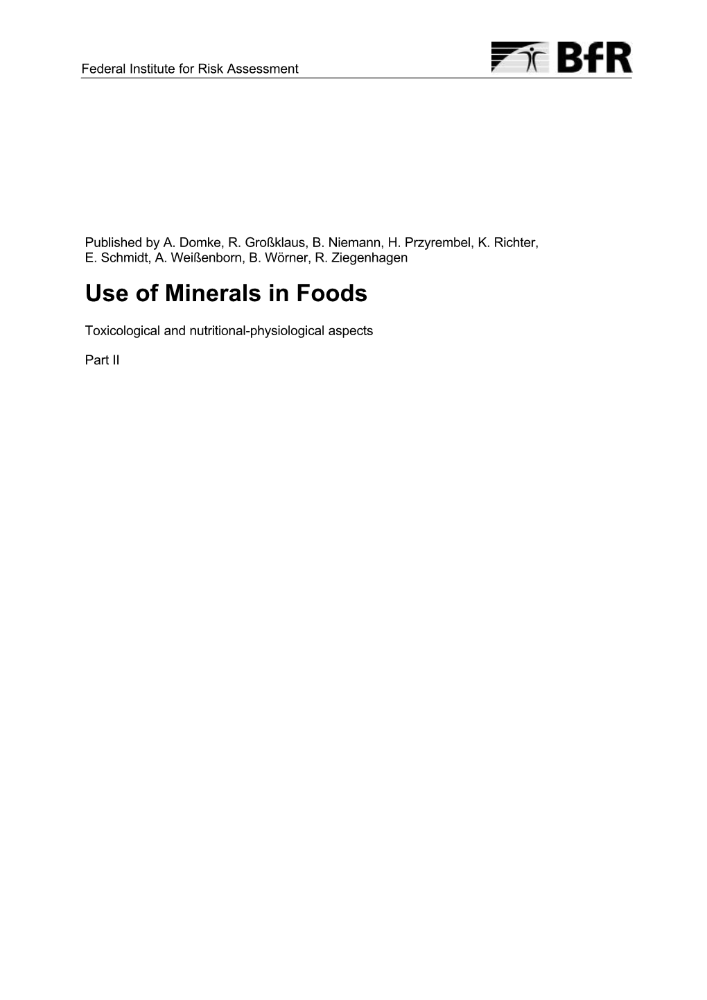 Use of Minerals in Foods