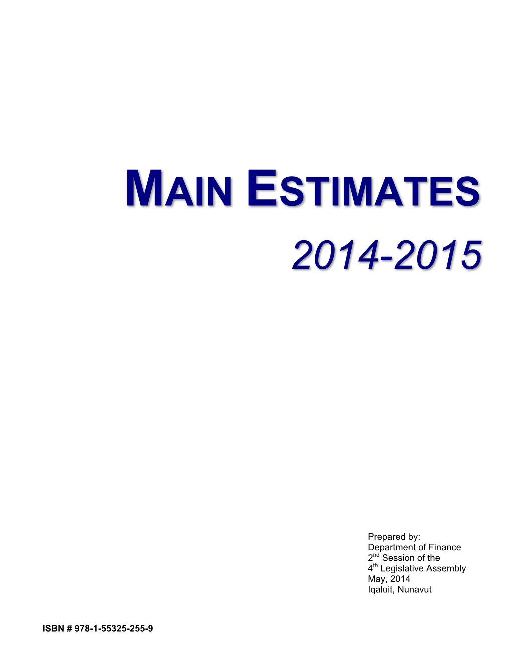 2014-2015 Main Estimates I