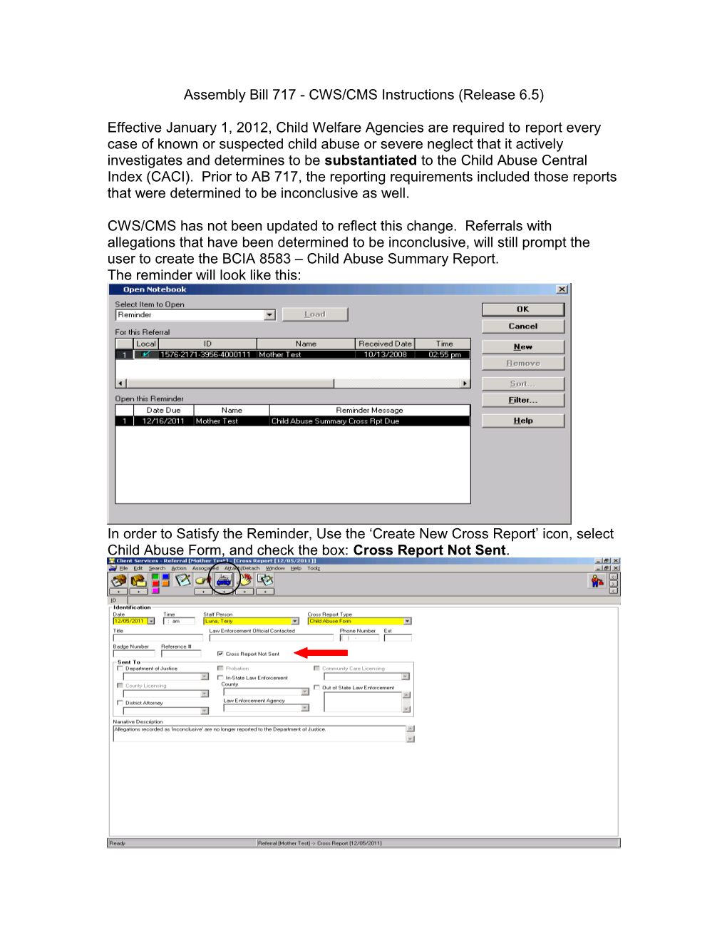 Assembly Bill 717 - CWS/CMS Instructions (Release 6.5)