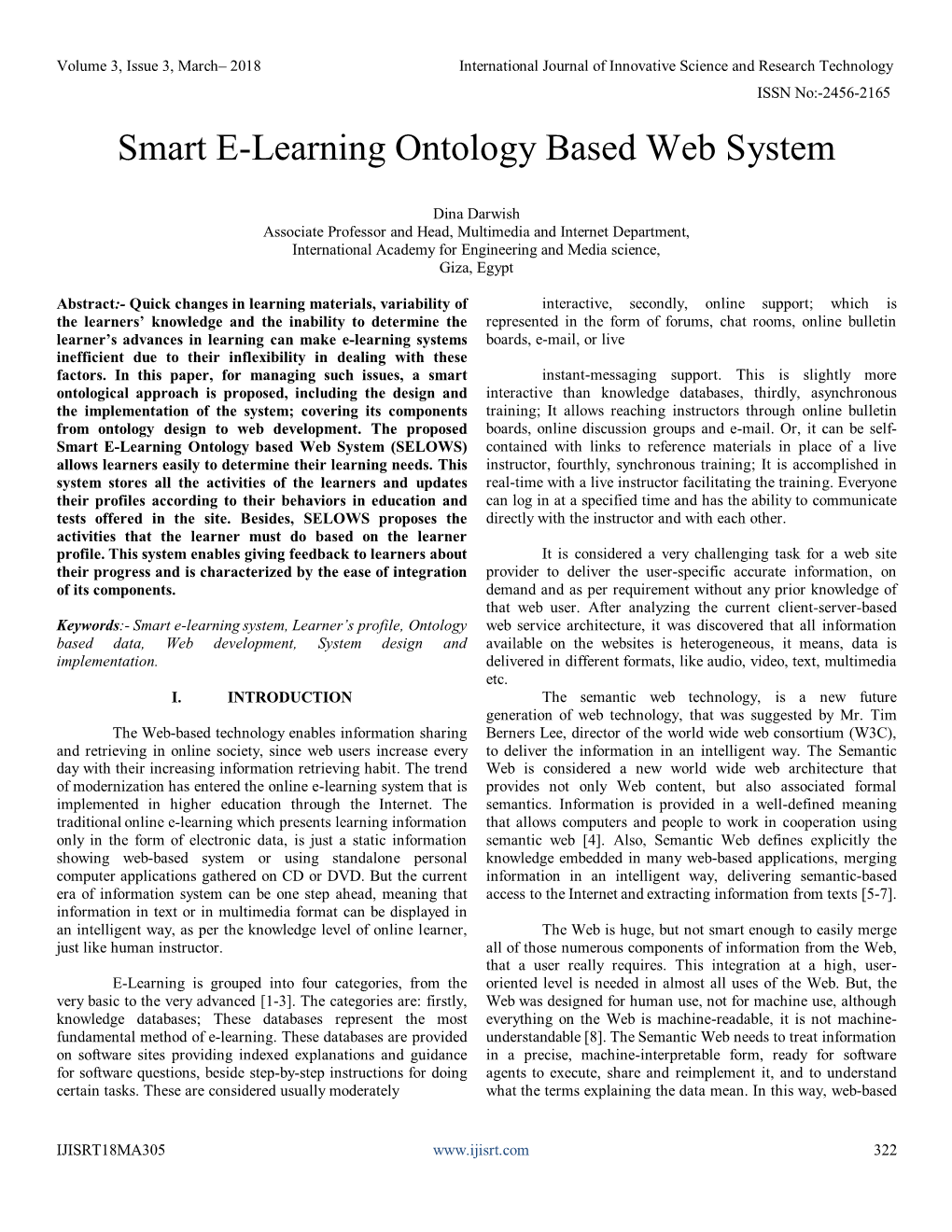 Smart E-Learning Ontology Based Web System