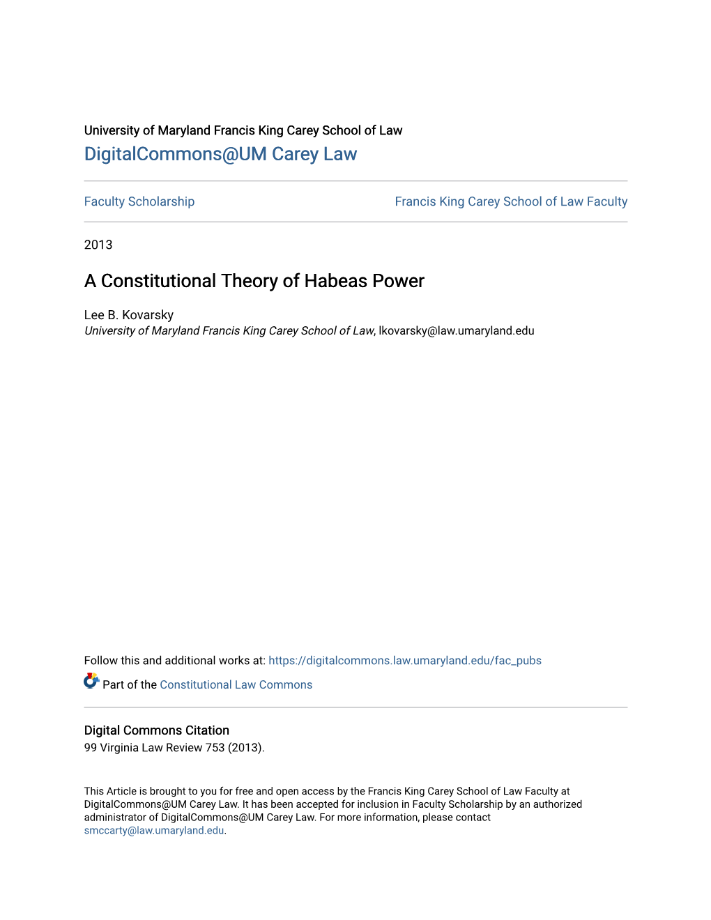 A Constitutional Theory of Habeas Power