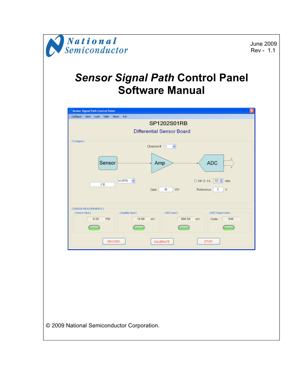 Sensor Signal Path Control Panel Software Manual