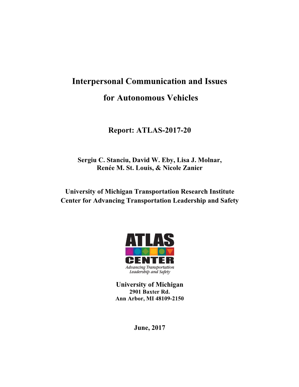 Interpersonal Communication and Issues for Autonomous Vehicles