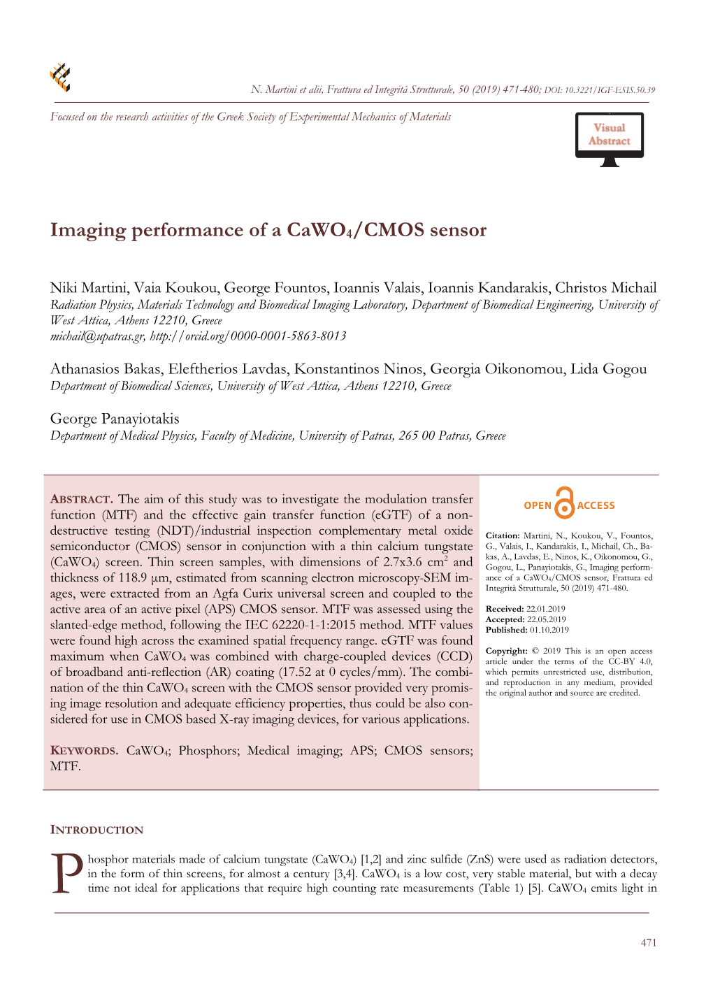 Imaging Performance of a Cawo4/CMOS Sensor